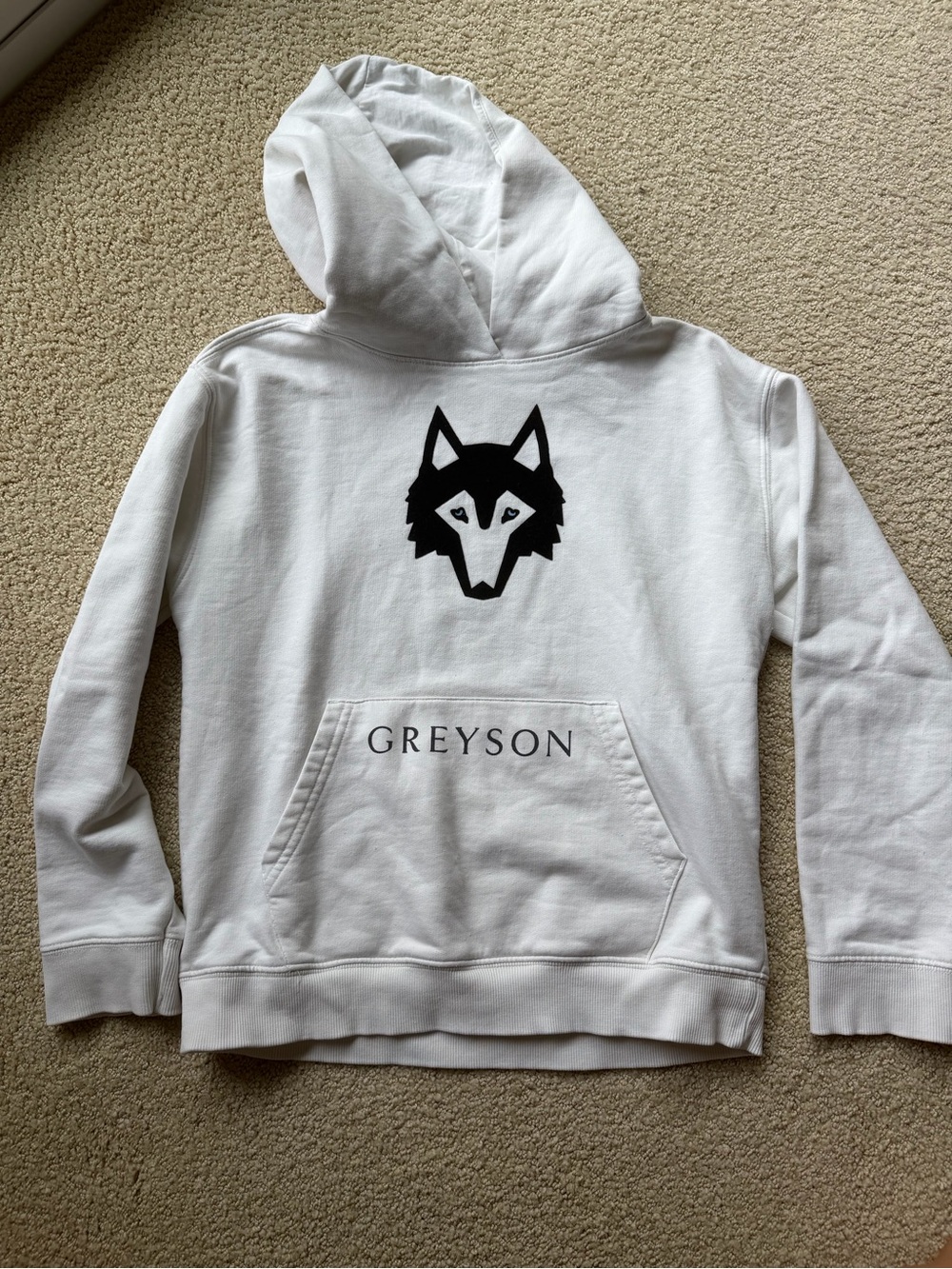 Greyson White Hoodie with Black Wolf Head Graphic